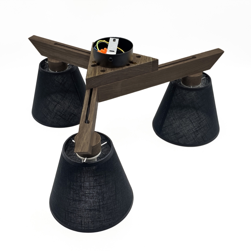 Brilagi - Bevestigde hanglamp ANTHONY 3xE14/40W/230V eiken/zwart