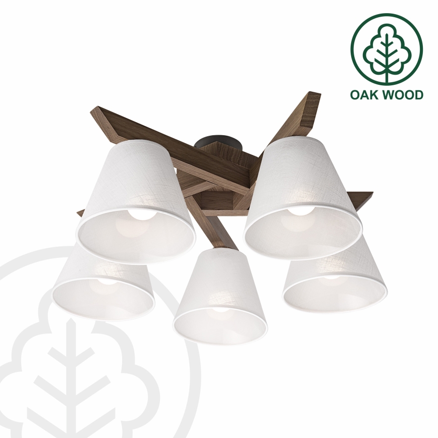 Brilagi - Bevestigde hanglamp ANTHONY 5xE14/40W/230V eiken/wit