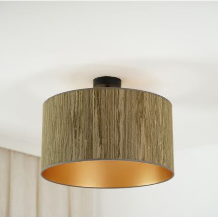 Brilagi - Bevestigde hanglamp BOSTON ROLLER 1xE27/15W/230V diameter 45 cm stro bruin/goud