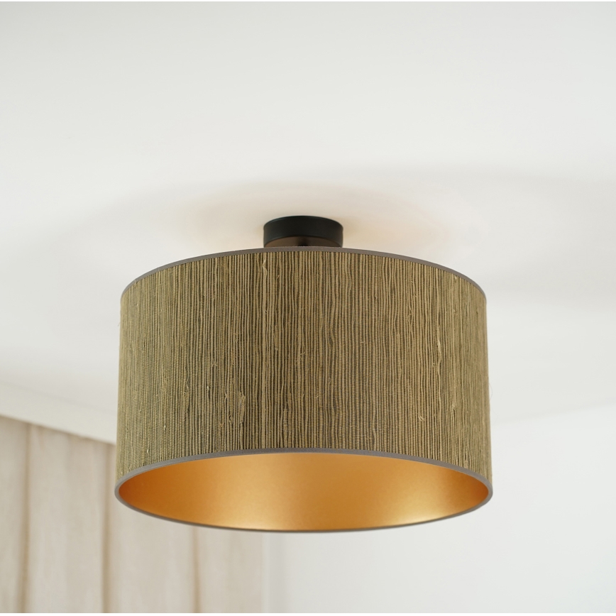 Brilagi - Bevestigde hanglamp BOSTON ROLLER 1xE27/15W/230V diameter 45 cm stro bruin/goud