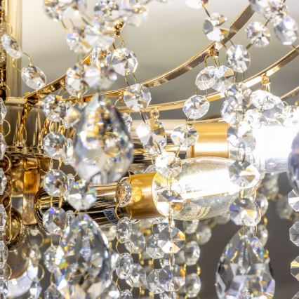 Brilagi - Bevestigde hanglamp CRYSTAL 6xE14/60W/230V goud