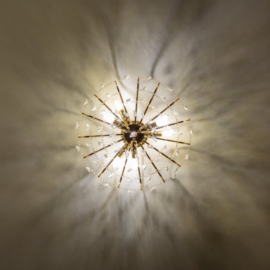Brilagi - Bevestigde hanglamp CRYSTAL 6xE14/60W/230V goud