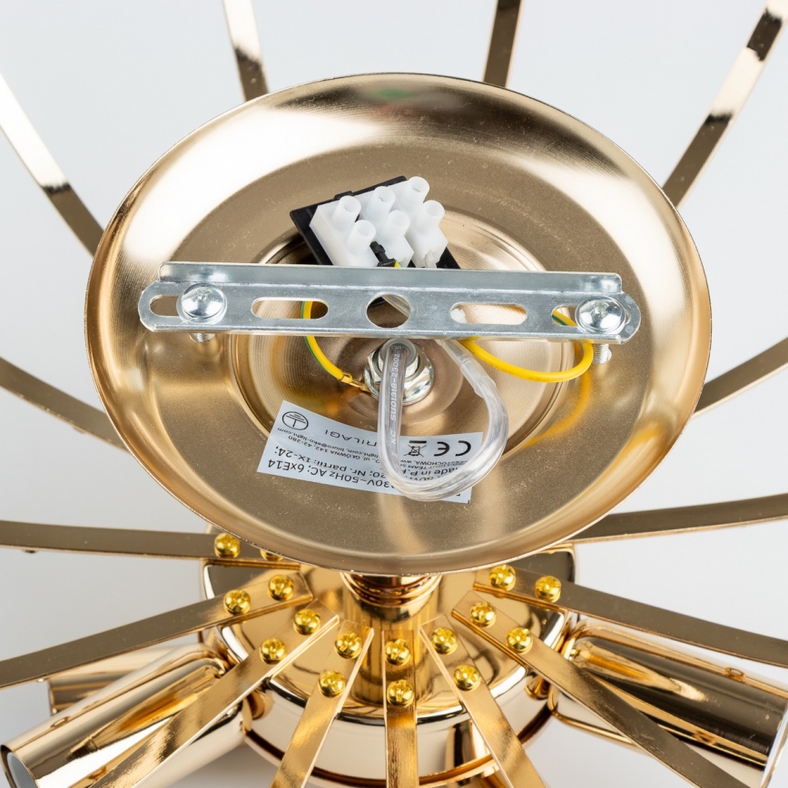 Brilagi - Bevestigde hanglamp CRYSTAL 6xE14/60W/230V goud