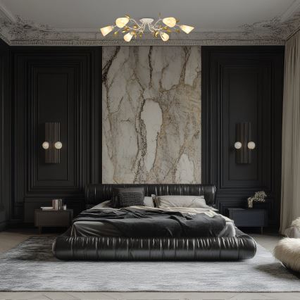 Brilagi - Bevestigde hanglamp FLORA 6xE14/60W/230V goud/crème/patina