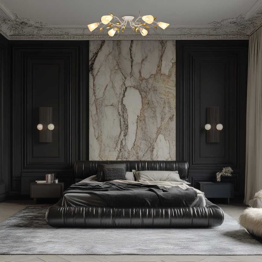 Brilagi - Bevestigde hanglamp FLORA 6xE14/60W/230V goud/crème/patina