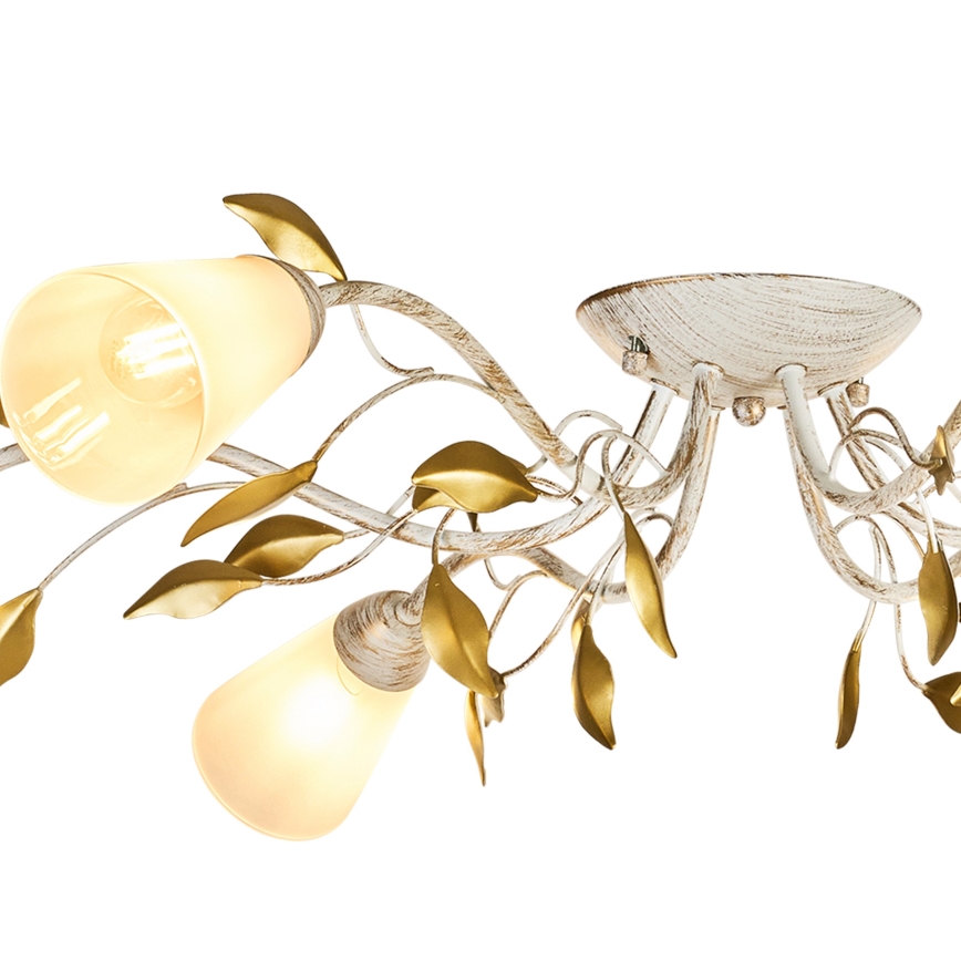 Brilagi - Bevestigde hanglamp FLORA 6xE14/60W/230V goud/crème/patina