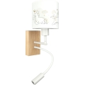 Brilagi - BOBO WOOD flexibele LED-wandlamp voor kinderen, 1x E27/25W/230V + ingebouwde LED 3W, eik/wit/eenhoorns