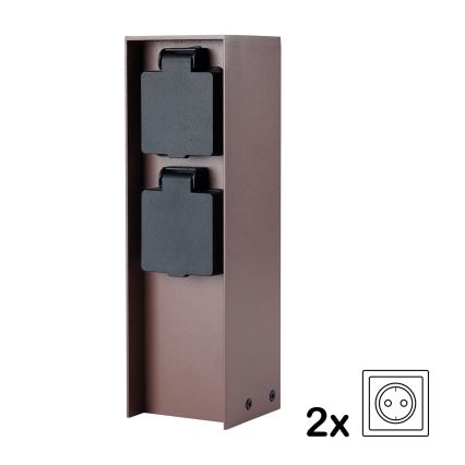 Brilagi - Borne de prises extérieure PILLAR, 2 prises SCHUKO, 230V, IP44, marron