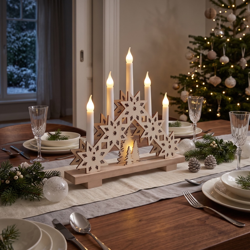 BRILAGI - bougeoir de Noël à LED 5xLED/2xAA beige