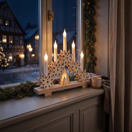 BRILAGI - bougeoir de Noël à LED 5xLED/2xAA beige