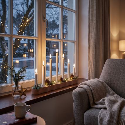 BRILAGI - Bougeoir de Noël à LED 7xLED/2xAA beige/blanc