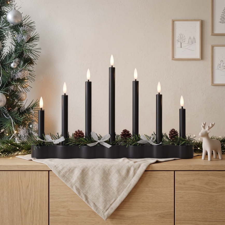 BRILAGI - Bougeoir de Noël LED 7xLED/2xAA noir