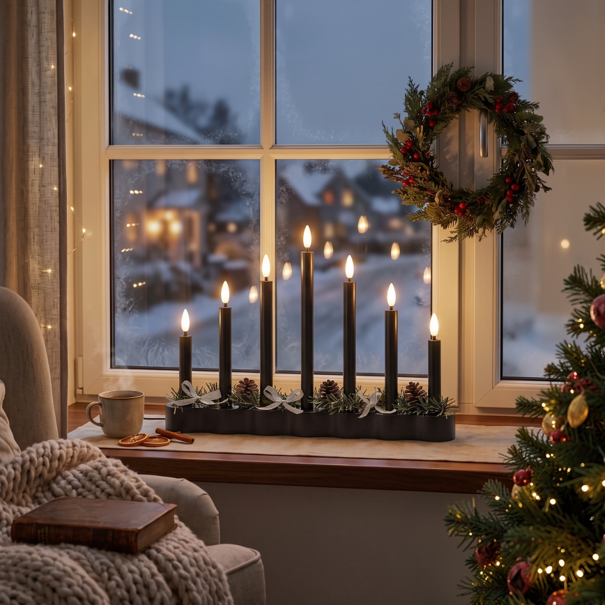 BRILAGI - Bougeoir de Noël LED 7xLED/2xAA noir