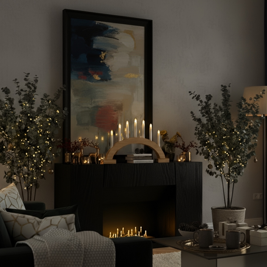 Brilagi - Bougeoir de Noël LED décoratif 7 LED / 2 piles AA, 28 × 45 cm