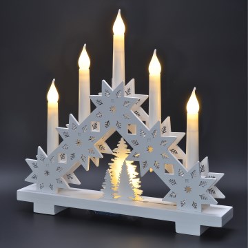 BRILAGI - Bougeoir LED de Noël 5xLED/2xAA blanc