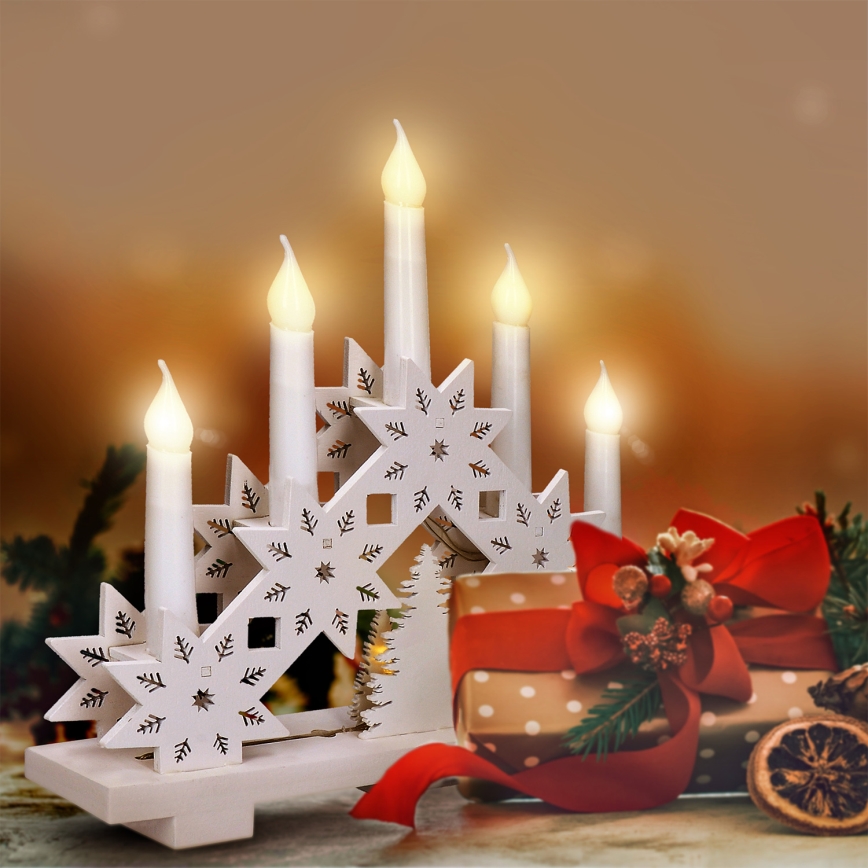 BRILAGI - Bougeoir LED de Noël 5xLED/2xAA blanc