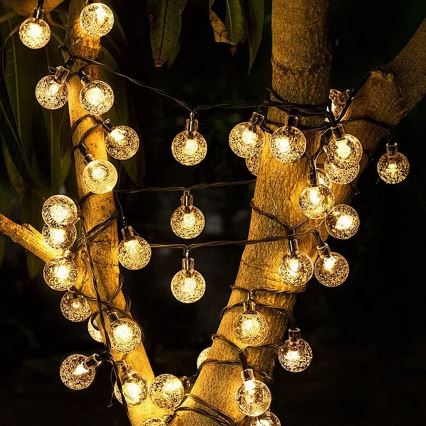 Brilagi - LED op zonne-energie decoratieve slinger BUBBLE 200xLED/8 functies 20m IP65 warm wit 800 mAh