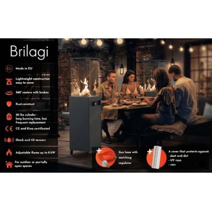 Brilagi - Buitengashaard FLARO GAS 142x36 cm 8kW 1xAAA antraciet + afdekhoes