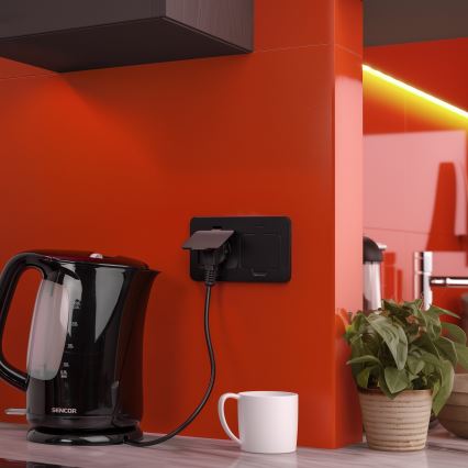 Brilagi - Buiten inbouw dubbel vloerstopcontact IP55 zwart rechthoekig