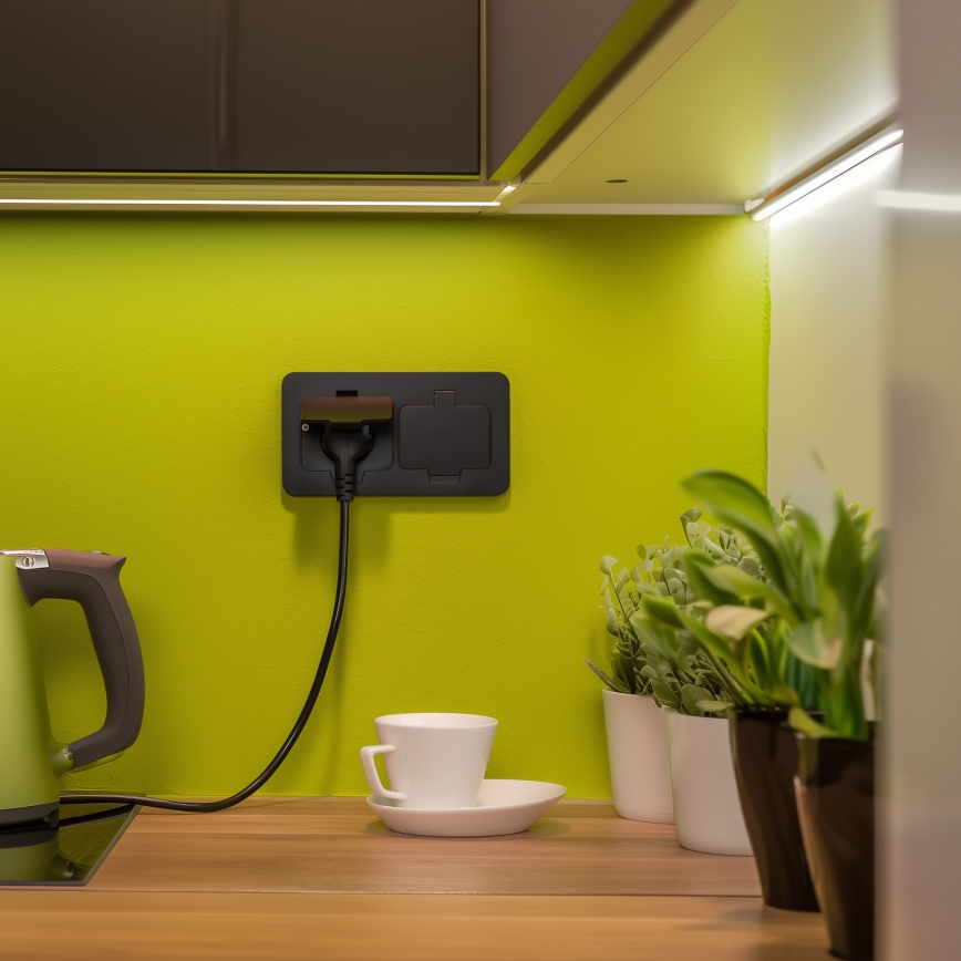 Brilagi - Buiten inbouw dubbel vloerstopcontact IP55 zwart rechthoekig