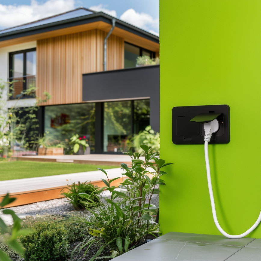 Brilagi - Buiten inbouw dubbel vloerstopcontact IP55 zwart rechthoekig