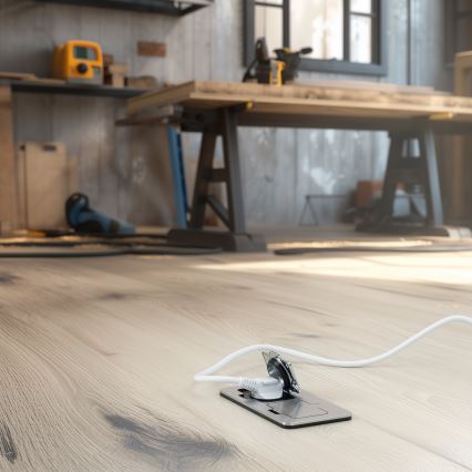 Brilagi - Buiten inbouw vloer dubbele aansluiting IP55 mat chroom rechthoekig