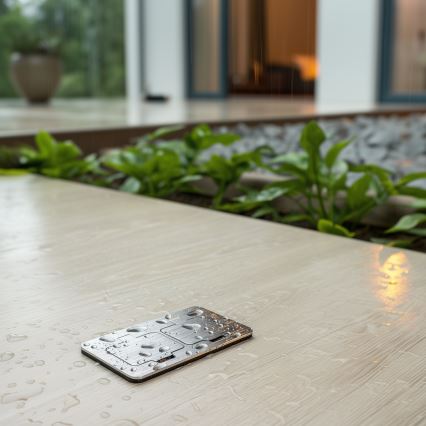 Brilagi - Buiten inbouw vloer dubbele aansluiting IP55 mat chroom rechthoekig