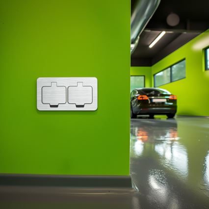 Brilagi - Buiten inbouw vloer dubbele aansluiting IP55 mat chroom rechthoekig