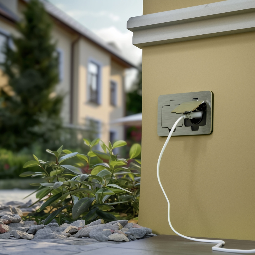 Brilagi - Buiten inbouw vloer dubbele aansluiting IP55 mat chroom rechthoekig