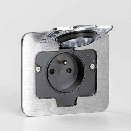 Brilagi - Buiten inbouw vloer stopcontact IP55 mat chroom rechthoekig