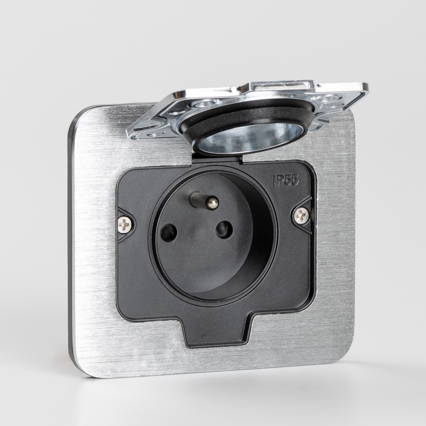 Brilagi - Buiten inbouw vloer stopcontact IP55 mat chroom rechthoekig