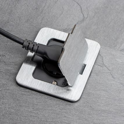 Brilagi - Buiten inbouw vloer stopcontact IP55 mat chroom rechthoekig