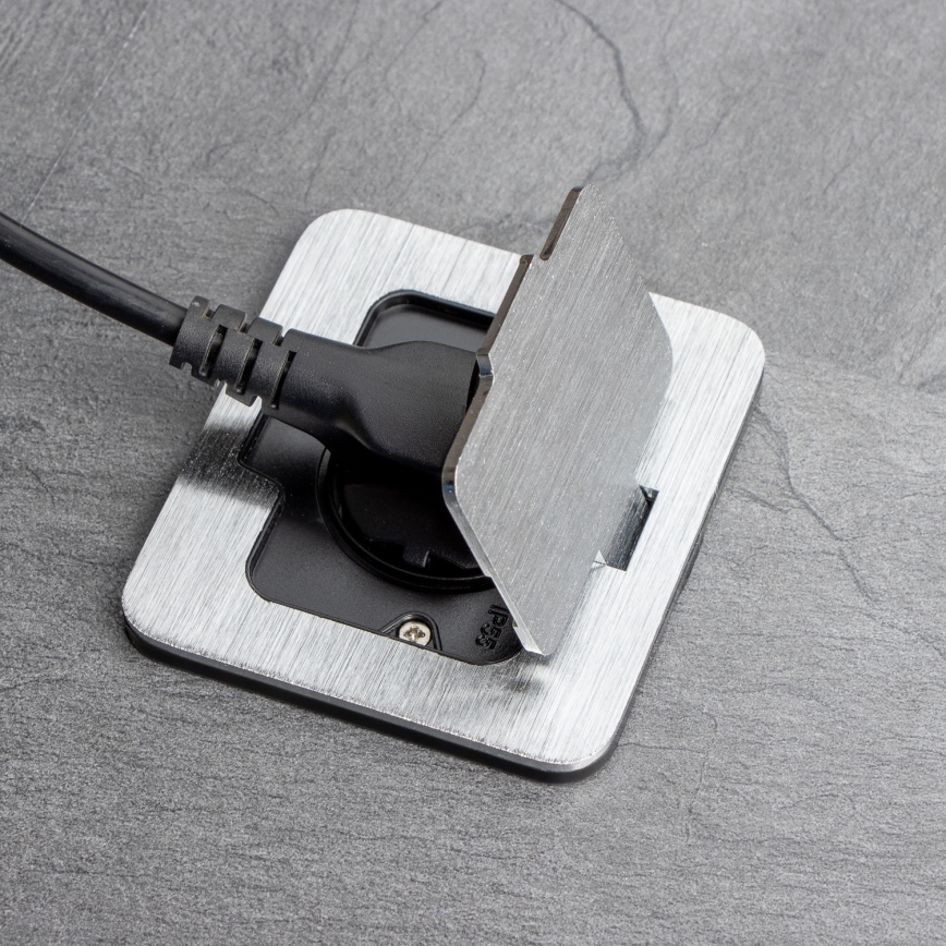 Brilagi - Buiten inbouw vloer stopcontact IP55 mat chroom rechthoekig