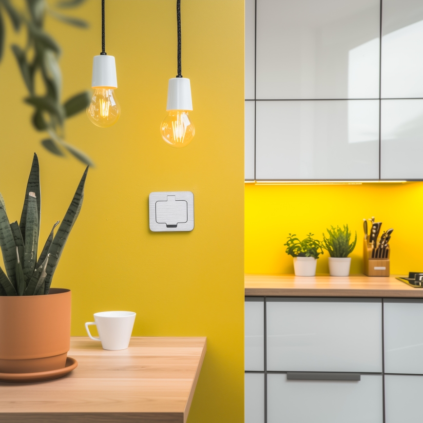 Brilagi - Buiten inbouw vloer stopcontact IP55 mat chroom rechthoekig