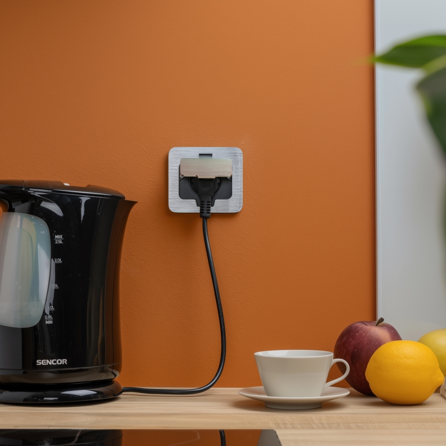 Brilagi - Buiten inbouw vloer stopcontact IP55 mat chroom rechthoekig