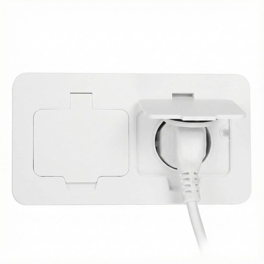 Brilagi - Buiten inbouw-vloerdoos met dubbel stopcontact, IP55, wit, rechthoekig