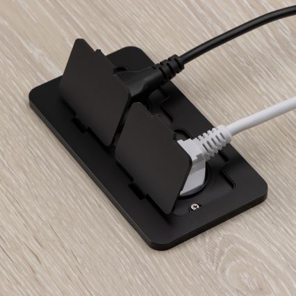 BRILAGI - Buiten ingebouwde dubbele vloercontactdoos IP55, zwart, rechthoekig