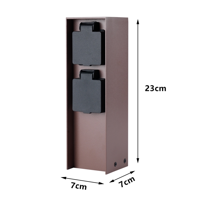 Brilagi - Buiten stopcontactpaal PILLAR 2Z SCHUKO 230V IP44 bruin