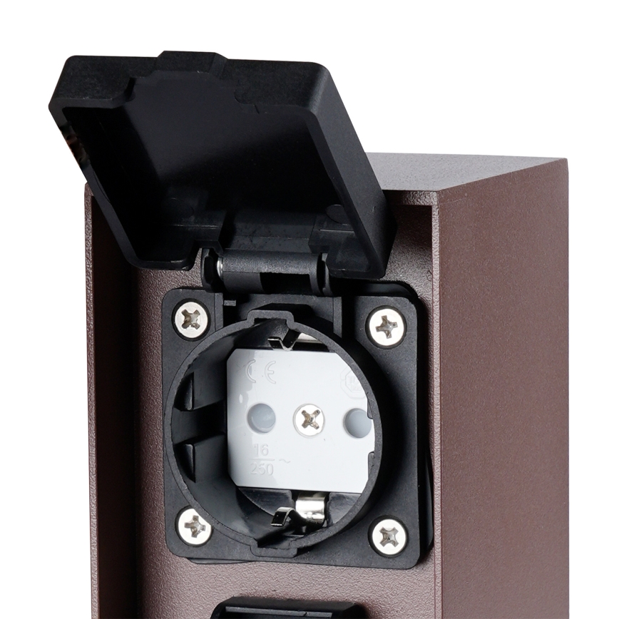 Brilagi - Buiten stopcontactpaal PILLAR 2Z SCHUKO 230V IP44 bruin