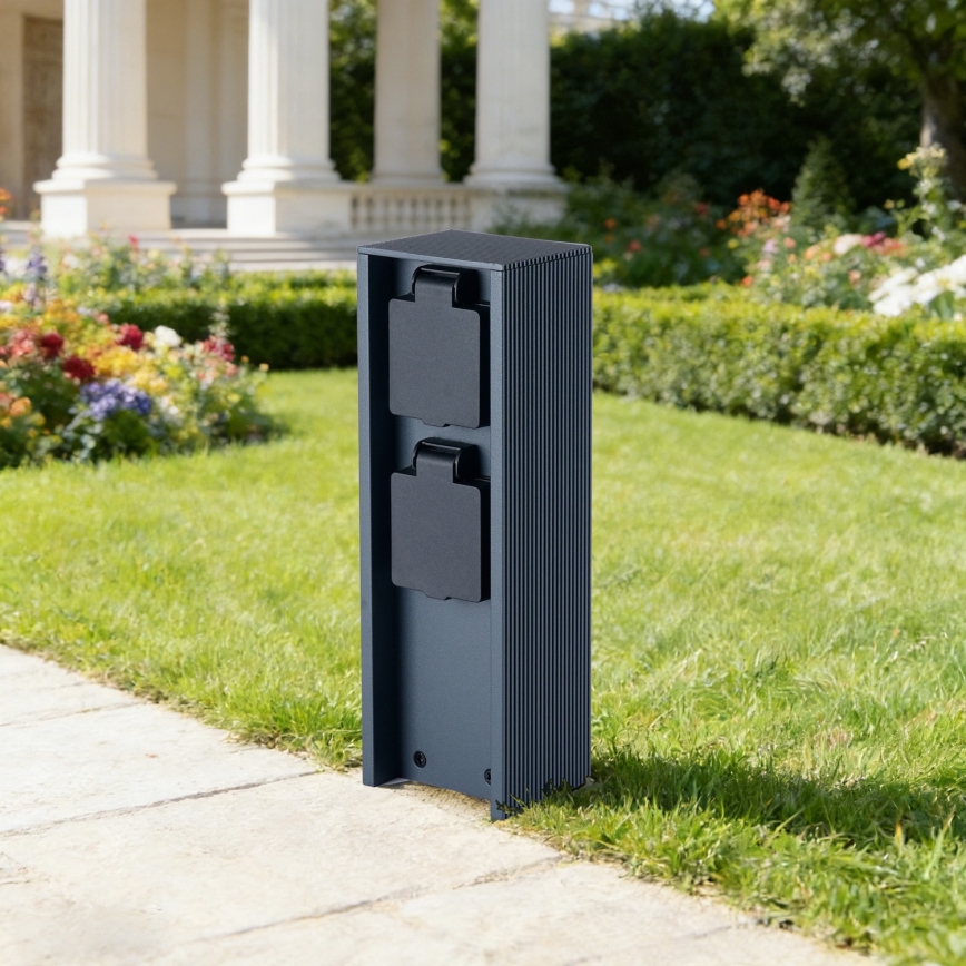 Brilagi - Buiten stopcontactzuil PILLAR 2Z SCHUKO 230V IP44 antraciet