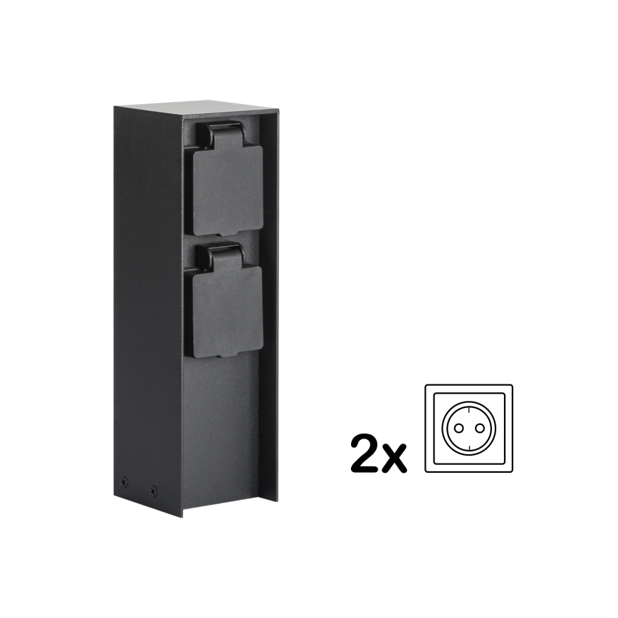 Brilagi - Buiten stopcontactzuil PILLAR 2Z SCHUKO 230V IP44 zwart