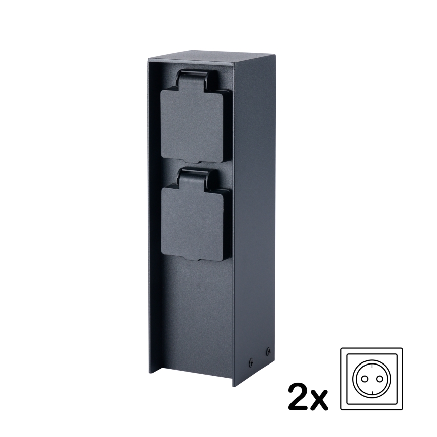 BRILAGI - Buiten stopcontactzuil PILLAR 2Z SCHUKO 230V IP44 zwart