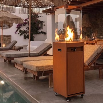 BRILAGI - Buitengashaard FLARO GAS 142x36 cm 8kW 1xAAA roestbruin/bruin + beschermhoes