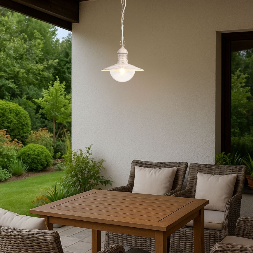 Brilagi - Buitenhanglamp MOLDE 1xE27/60W IP44 wit/patina