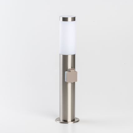 BRILAGI - Buitenlamp met stopcontact ELIA 1xE27/20W/230V IP44 50 cm mat chroom
