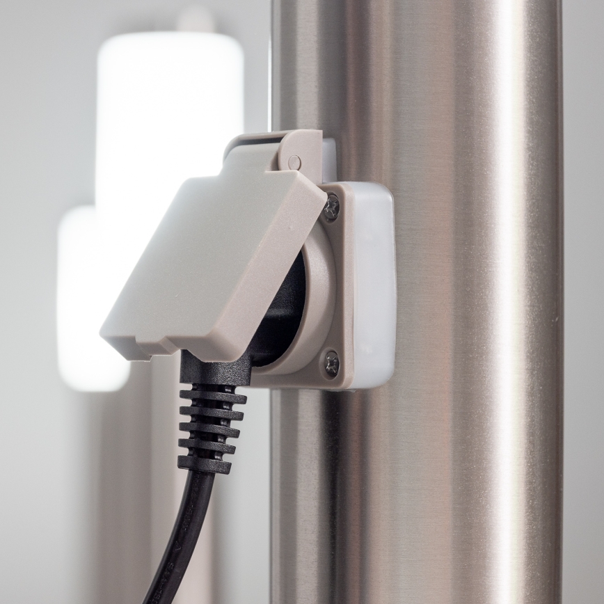 BRILAGI - Buitenlamp met stopcontact ELIA 1xE27/20W/230V IP44 50 cm mat chroom