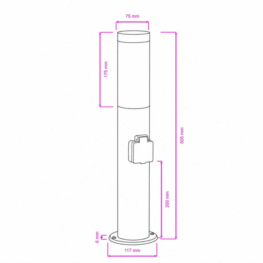 BRILAGI - Buitenlamp met stopcontact ELIA 1xE27/20W/230V IP44 50 cm mat chroom