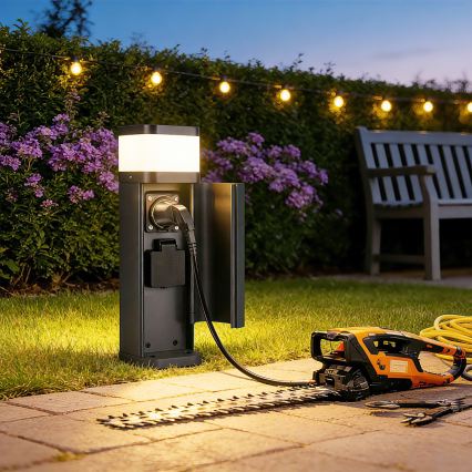 Brilagi - Buitenlamp PILLAR met 2 SCHUKO-stopcontacten, 1xG9/11W/230V, IP44, antraciet