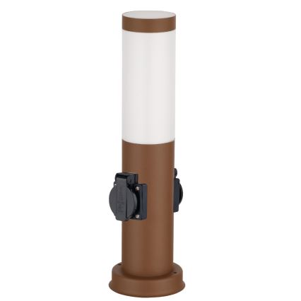 Brilagi - Buitenlamp NOVA met 2 SCHUKO-stopcontacten, 1xE27/15W/230V, 40 cm, IP44, bruin