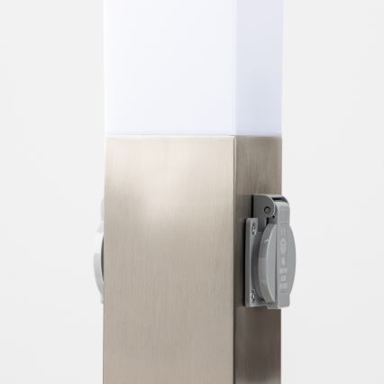 Brilagi - Buitenlamp met 2 SCHUKO-stopcontacten NOVA 1xE27/15W/230V 40 cm IP44 mat chroom